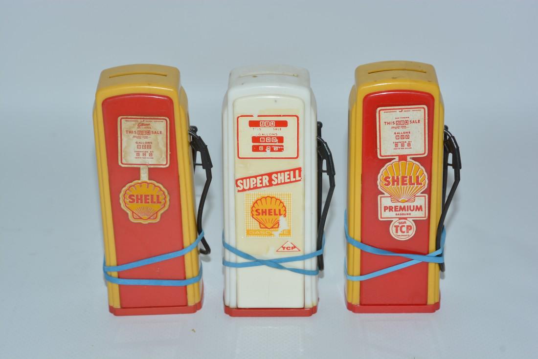 3-Different Shell Plastic Gas Pump Banks w/hoses (1 of 2)