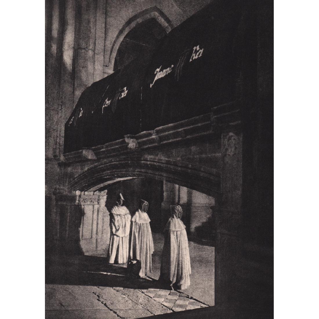 JOSE ORTIZ ECHAGUE - Monasterio de Poblet: Artist: JOSE ORTIZ ECHAGUE Print Title: Monasterio de Poblet Medium: Sheet-fed Gravure Printing Date: 1950's Printed in England Image Size approx: 7.5 x 10.25 inches Jose? Ortiz Echagu?e (1886 - 1980)