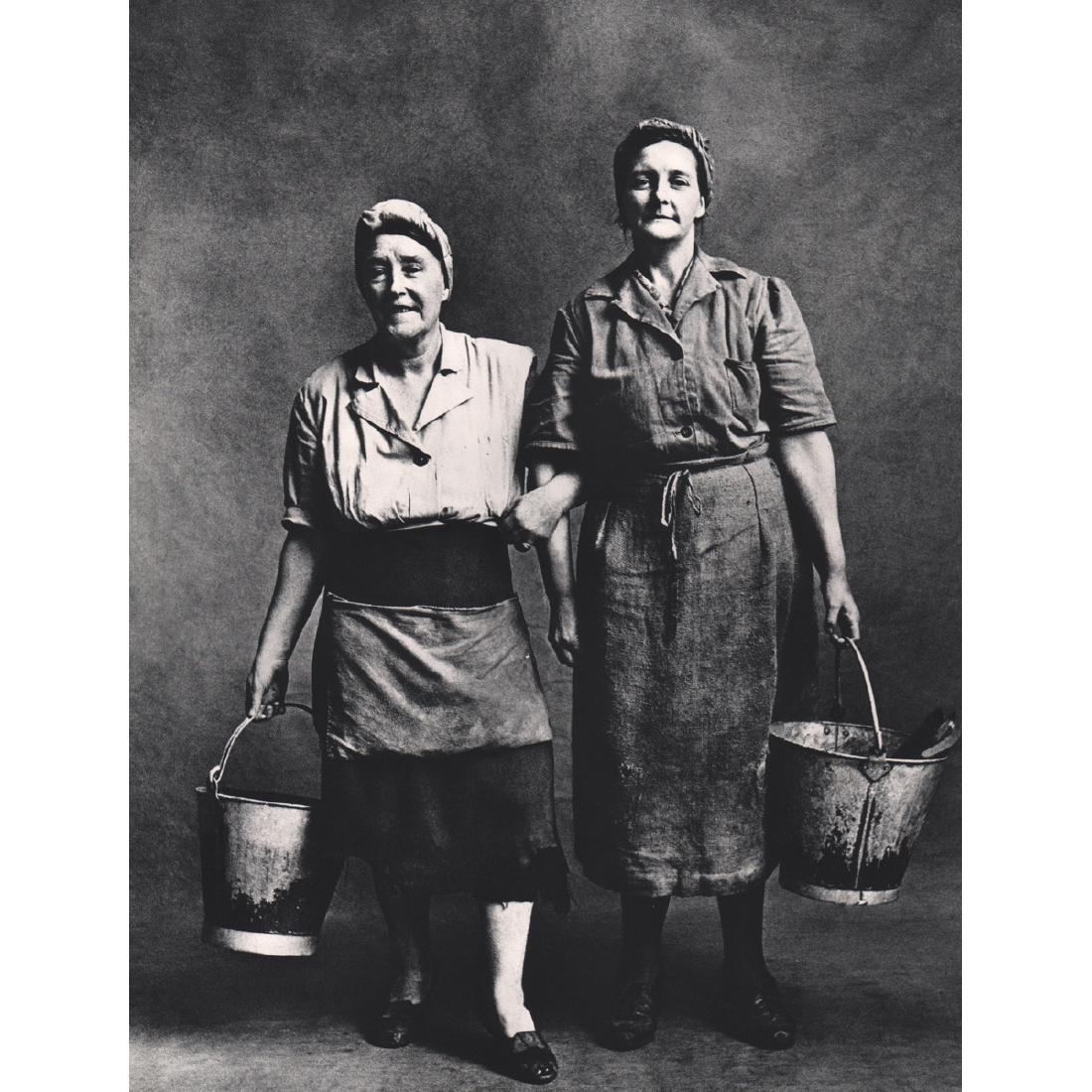 IRVING PENN - Charwomen, London: Artist: IRVING PENN Print Title: Charwomen, London Medium: Sheet-fed Gravure Printing Date: 1960's Printed in Switzerland Image Size approx: 9 X 12 inches Irving Pennwas an American photographer known