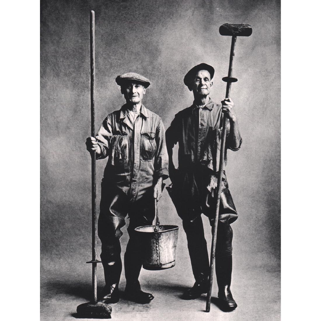 IRVING PENN - Lorry Washers, London: Artist: IRVING PENN Print Title: Lorry Washers, London Medium: Sheet-fed Gravure Printing Date: 1960's Printed in Switzerland Image Size approx: 7.5 X 9.75 inches Irving Pennwas an American photograph