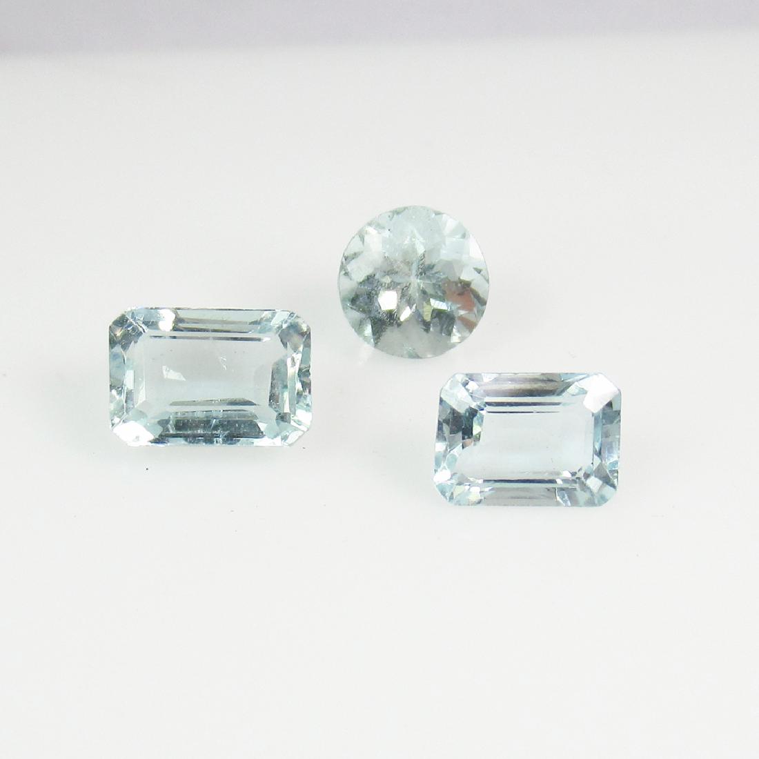 2.26 Ct Genuine 3 Blue Aquamarine Round & Octagon Cut (1 of 2)