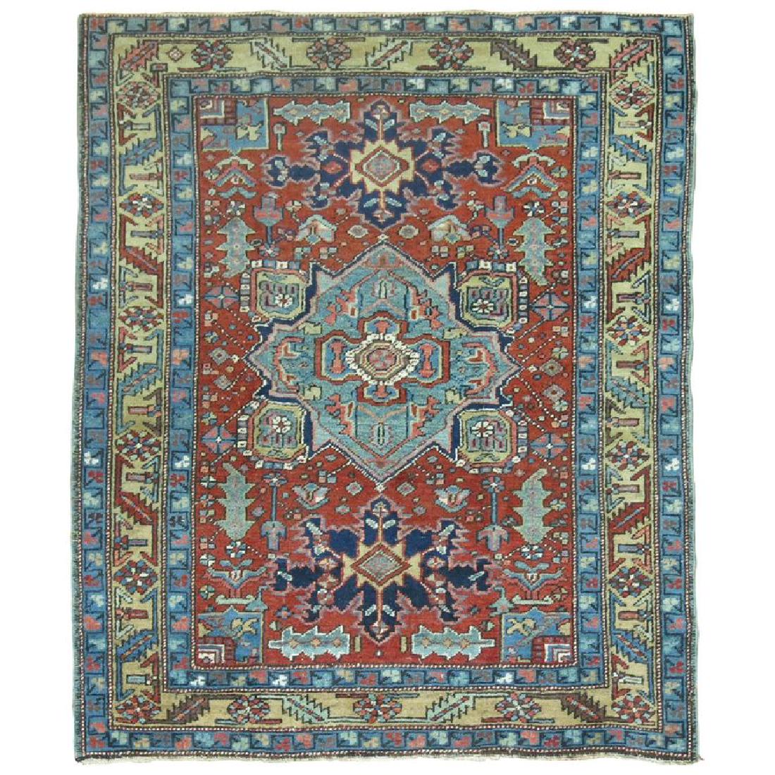 One of a kind throw square size antique Persian Heriz (1 of 6)