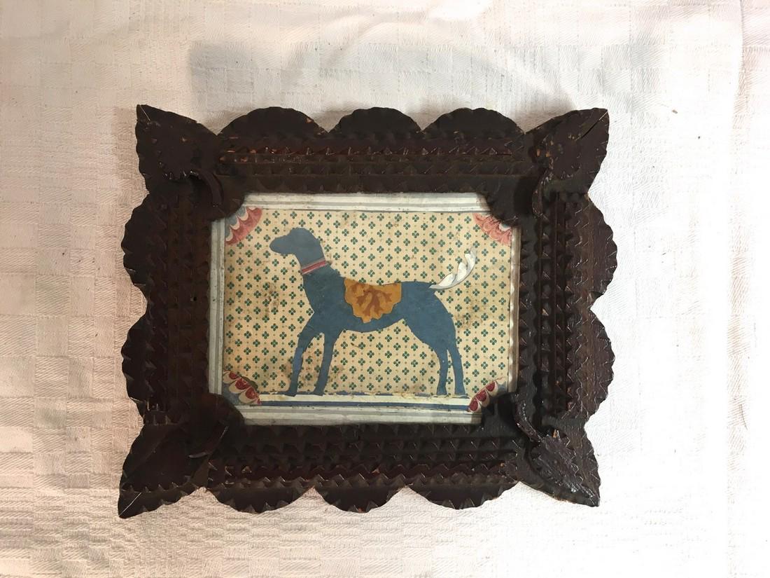 19th C Frank Bearsdsley Collage in Tramp Art Frame (1 of 2)