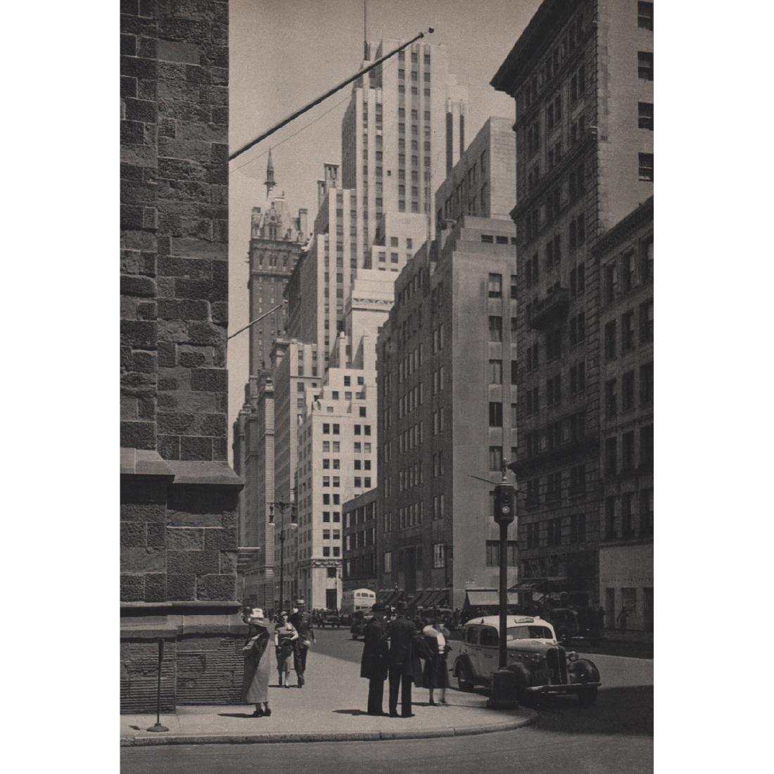 MARIO BUCOVICH - 55th Street and 5th Avenue: Artist: MARIO BUCOVICH Print Title: 55th Street and 5th Avenue Medium: Sheet-fed Gravure Printing Date: 1930's Printed in the USA Image Size approx: 7 x 10 inches Mario von Bucovich (1884-1944) was al