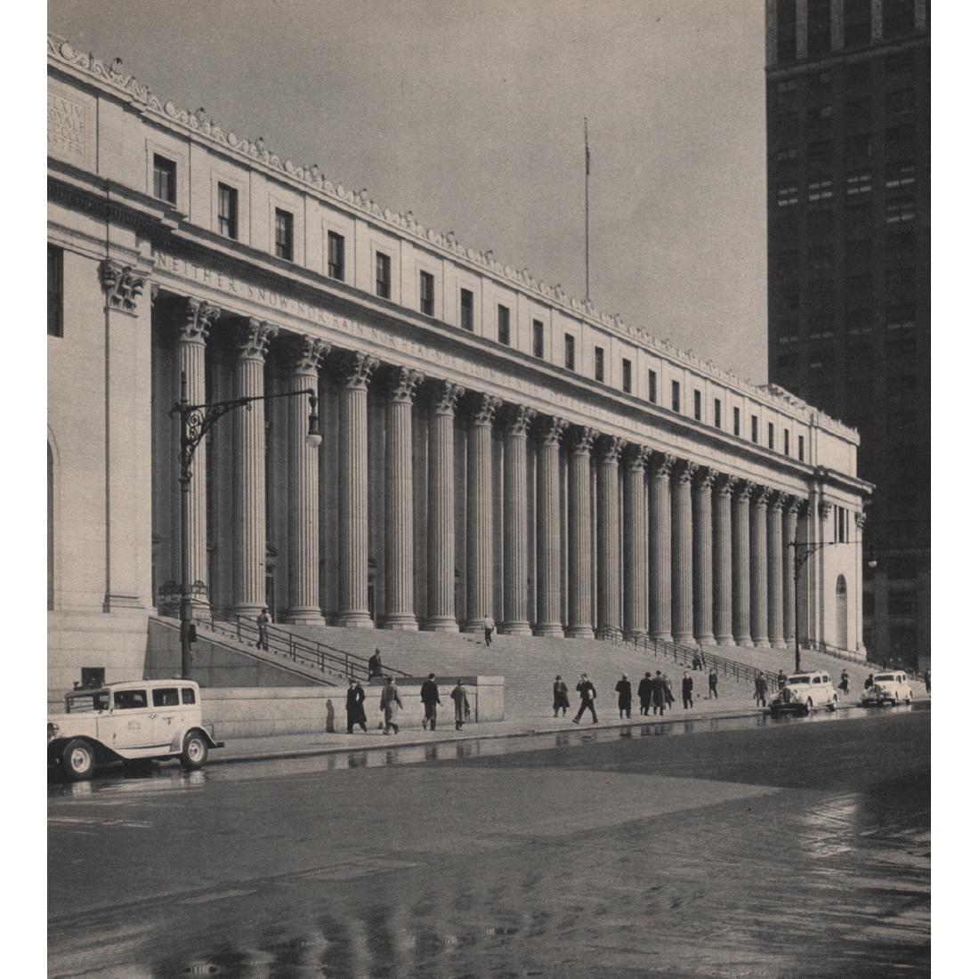 MARIO BUCOVICH - The General Post Office: Artist: MARIO BUCOVICH Print Title: The General Post Office Medium: Sheet-fed Gravure Printing Date: 1930's Printed in the USA Image Size approx: 8 x 9 inches Mario von Bucovich (1884-1944) was also k