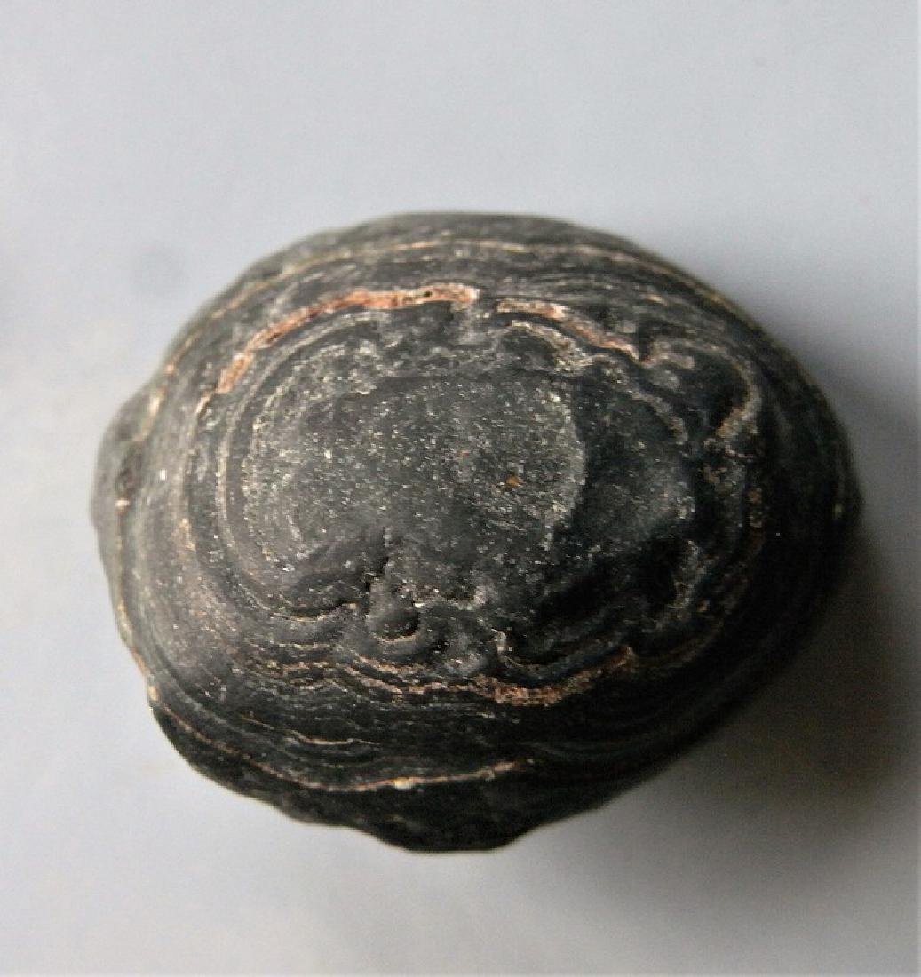 EYE AGATE - 100 % NATURAL: Title: EYE AGATE - 100 % NATURAL Origin: Alashan Area, Inner Mongolia, China Size: 2.4x2x1.6 cm / 8.3 gram Description: dark green eye agate. one side with concentric pattern, other side spongy Reserv