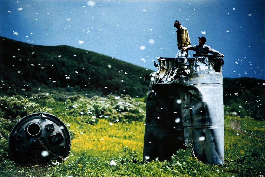 JONAS BENDIKSEN - Satellites. Altai Territory, Russia.: Artist: Jonas Bendiksen Title: Satellites. Altai Territory, Russia. 2000 Date Printed: 2008 Medium: Photo Litho with Copyright Jonas Bendiksen / Magnum Photos Printer Location: Italy Size: 14.5x22 cm