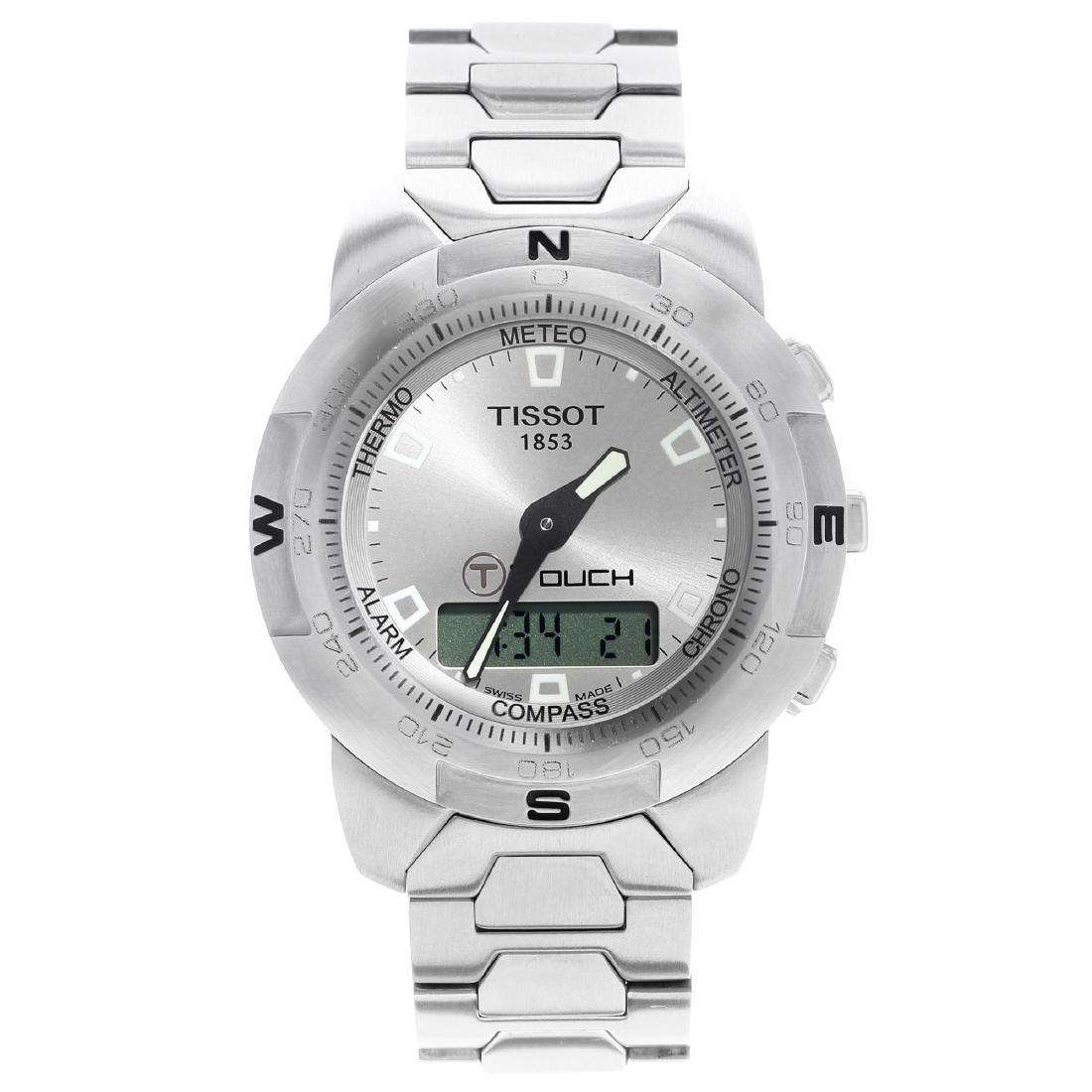 Tissot T-Touch Smart Watch Stainless Steel Quartz Mens: Title: Tissot T-Touch Smart Watch Stainless Steel Quartz Mens Watch T33.1.588.71 Brand: Tissot Model: T-Touch Movement: Quartz : BatteryCase Metal: Stainless Steel Case Size: 41mm Diamonds/Gemstones (