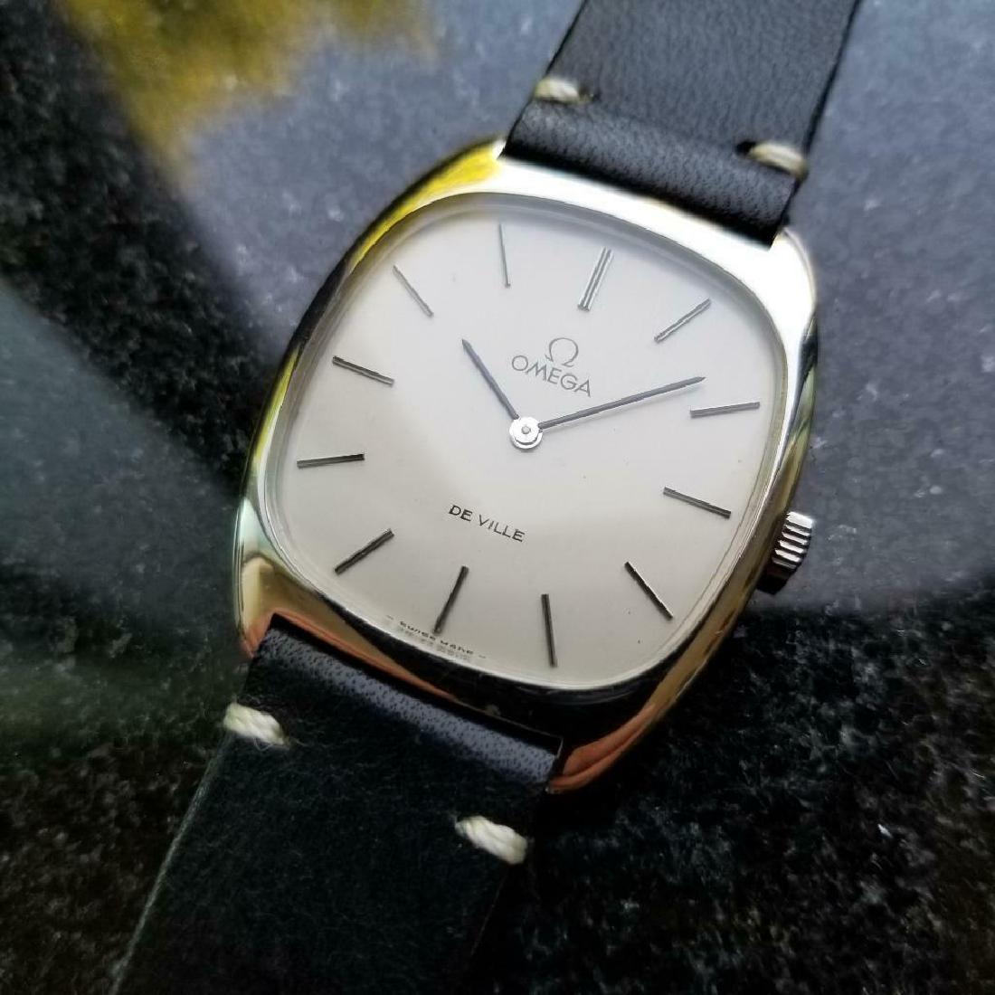 Omega Deville Rare 1970s Original Vintage SS Swiss 32mm: Vintage Unique Omega Deville Original and Stunning 1970s Stainless steel Manual Wind watch, on new vintage strap in excellent condition. Swiss Made Watch. Vintage Omega Swiss Beautiful Watch No Damage