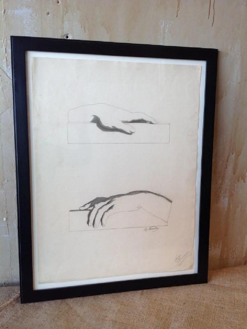 Italian Antique Pencil Drawing Of Hands: An original Italian antique pencil drawing of hands from the 19th Century. Ask an artist and they will tell you that the art of drawing hands and feet is difficult and takes practice. This has been a
