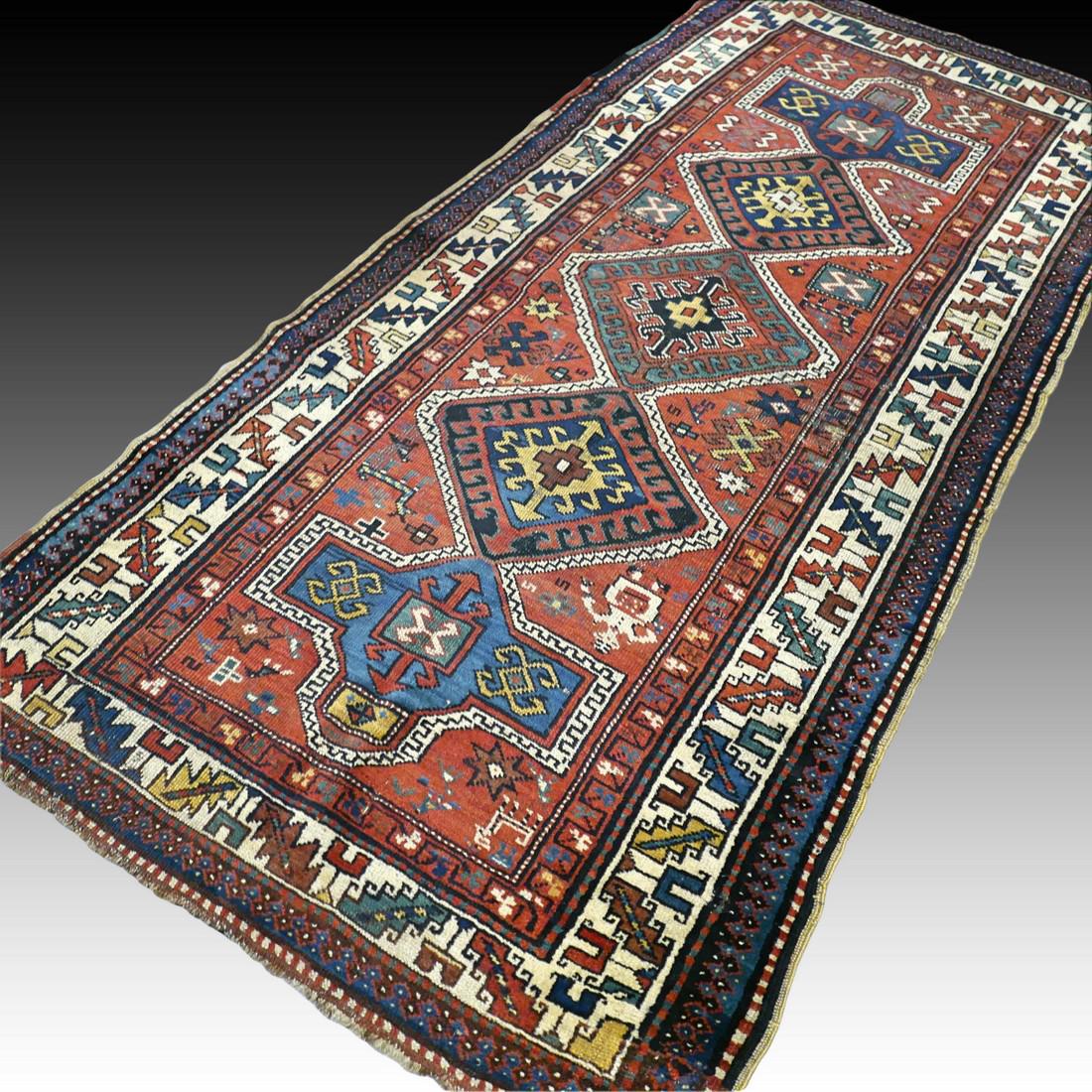 Impressive antique 1800s Kazak rug - 8 x 3.7 (1 of 9)