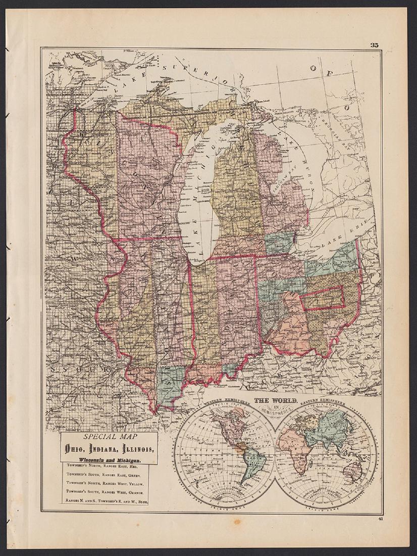 Scarce 1876 twp. map of Great Lakes (1 of 6)