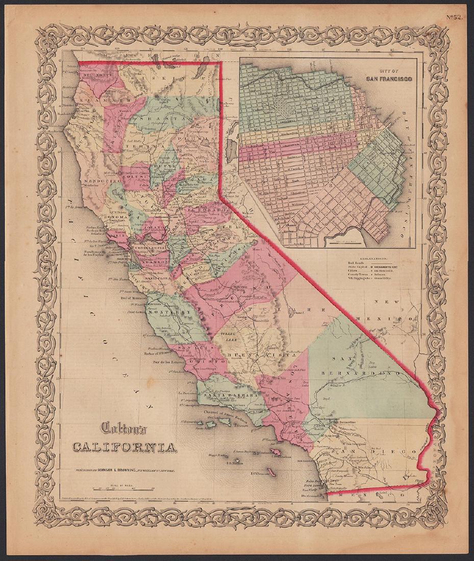 Scarce 1855 map of Calif. – Johnson & Browning (1 of 5)