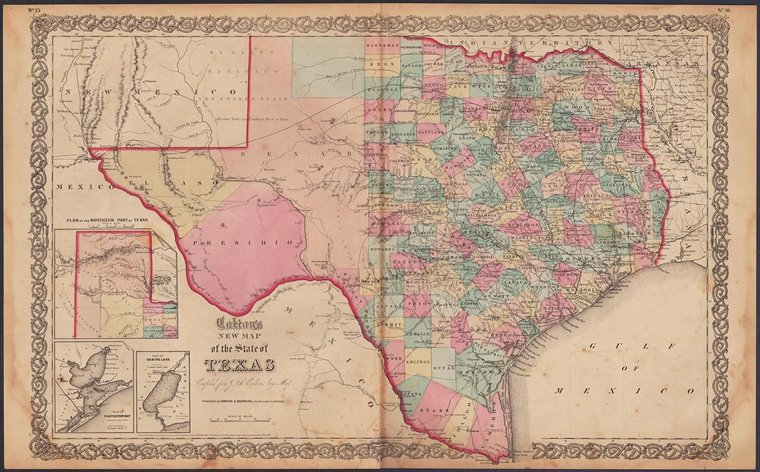 Scarce Colton 1855 map of Texas, Johnson/Browning (1 of 5)