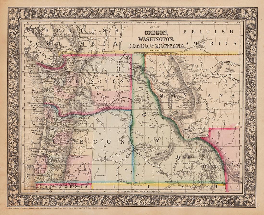 Map of Ore., Wash., Idaho & Montana, Mitchell 1860. (1 of 4)