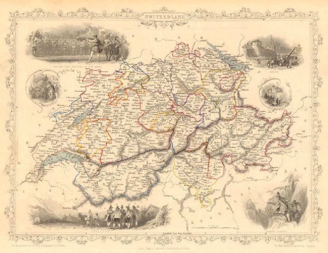 SWITZERLAND. William Tell shooting apple. Cantons. (1 of 2)