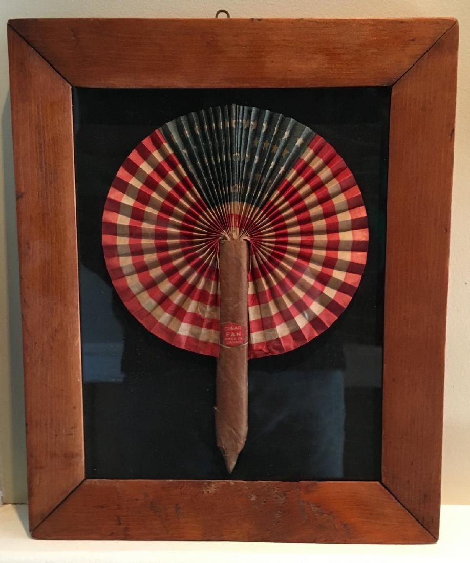 American Flag Cigar Fan: Title: American Flag Cigar Fan Date/Period: 1915 Dimensiom: 9"by 11" Provenance: Framed in period frame Shipping: Domestic: Flat-rate of $20.00 to anywhere within the contiguous U.S. International: Fo