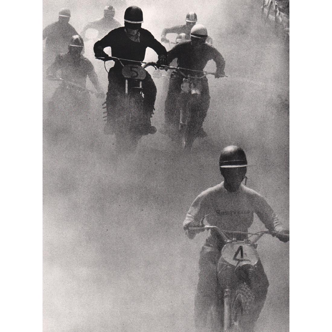 JACQUES HENRI LARTIGUE - Moto Cross at Opio, France: Artist: JACQUES HENRI LARTIGUE Print Title: Moto Cross at Opio, France 1967 Medium: Sheet-fed Gravure Printing Date: 1970's Printed in France Image Size approx: 7 X 9 inches Jacques Henri Lartigue (18