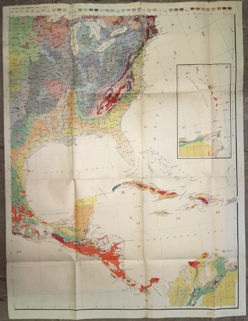 Untitled. [Eastern U.S., Gulf of Mexico and Caribbean]: Title: Untitled. [Eastern U.S., Gulf of Mexico and Caribbean] Publication Date: 1911 Cartographer: ANONYMOUS Publisher: US G.S. Size: 37 Height - 28.5 Width Colorcoded. Untitled. (U.S. Geological Surv