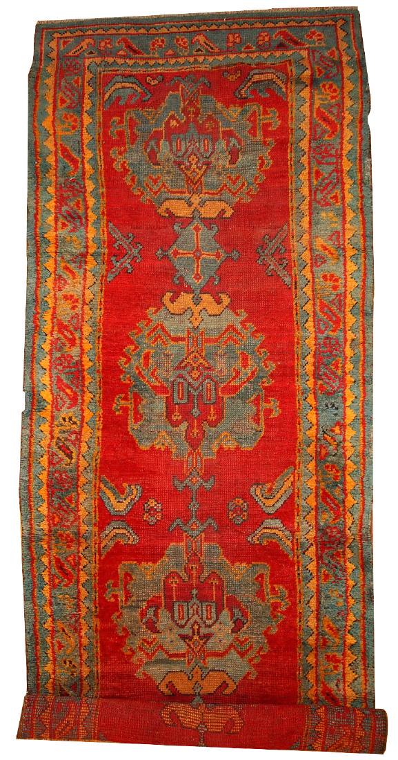 Handmade antique Turkish Oushak runner 4' x 11.2' ( (1 of 1)