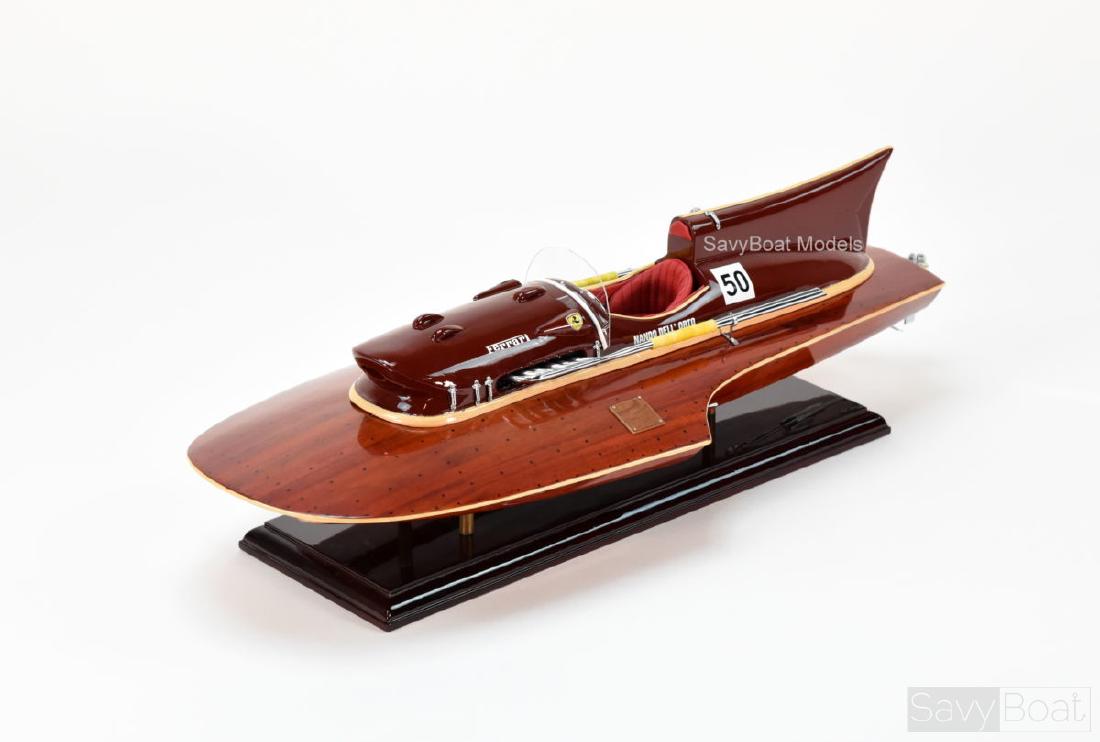 Ferrari Hydroplane 22: Dimension approx.: 22 (long) x 10 (wide) x 5 (high).; The model is already built, NOT a model ship kit; Hand crafted by artisans from scratch using high quality woods & metal fittings Reserve: $150.00