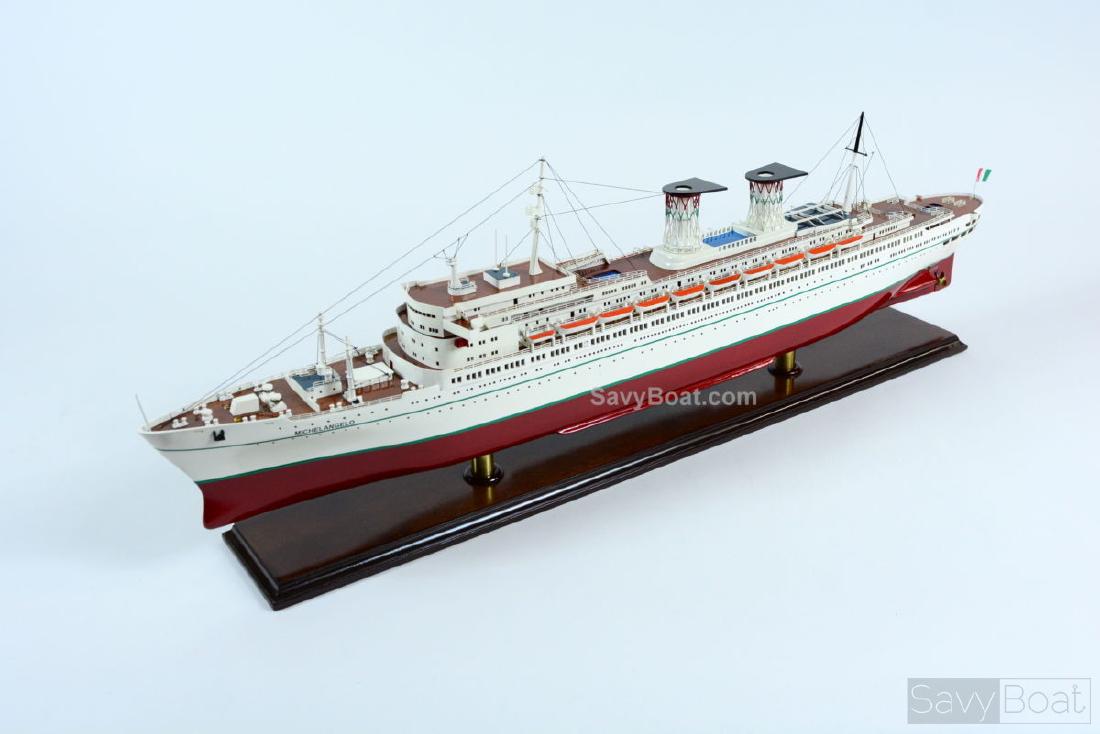 SS Michelangelo: Reserve: $225 Dimension approx.: 36 L x 4.5 W x 11.5 H scale1:300; The model is already built, NOT a model ship kit; Handcrafted from scratch using finest woods & metal fittings Shipping: Domestic: Fl