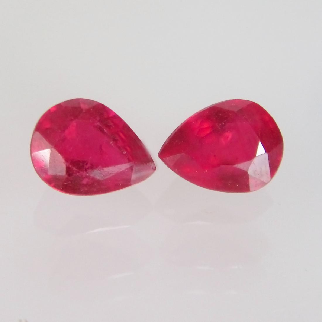3.91 Ct Genuine Mozambique Red Ruby Pear Pair (1 of 2)