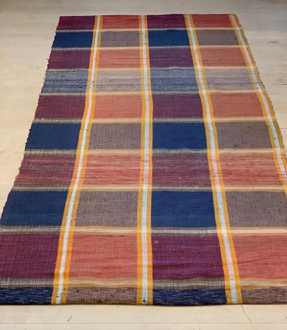 Rag Carpet Strip, Early 20th C: Title: Rag carpet strip, early 20th c Date: Early 20th c Dimensions: 7 ft. 1 1/2 in. x 41 in. Provenance/Additional Info: Finely & tightly woven. Exceptional color & dramatic patterning. (A matching p