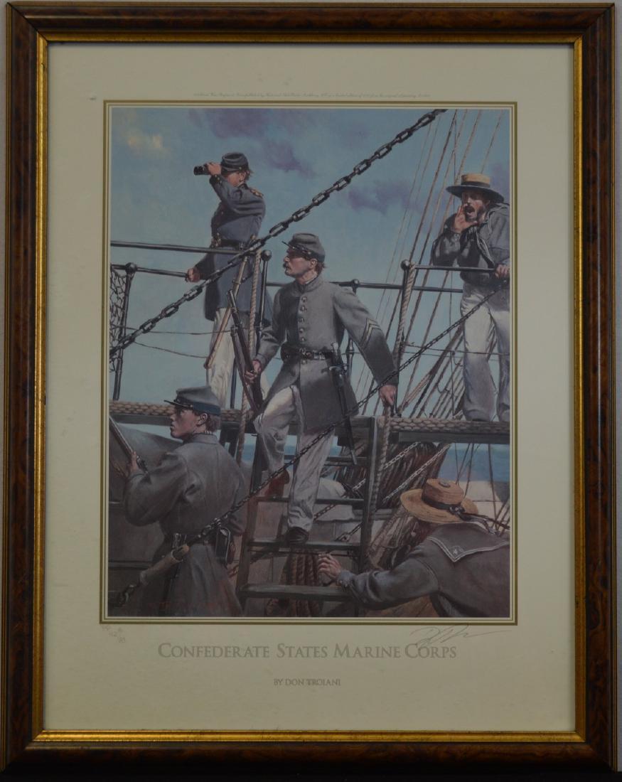Don Troiani (American, B. 1949), Confederate States: No Reserve! Title: Don Troiani (American, B. 1949), Confederate States Marine Corps Materials: Lithograph on paper Size: Image: 15 x 12 in.; Frame: 22 x 17 1/2 in. Additional Information: Of members o