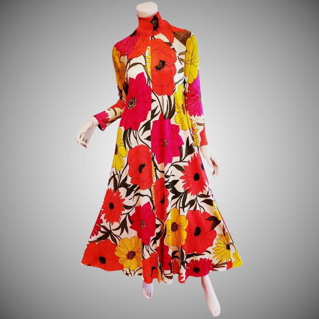 Vtg 1970's Boho Chic Hawaii Gypsy maxi printed dress (1 of 5)