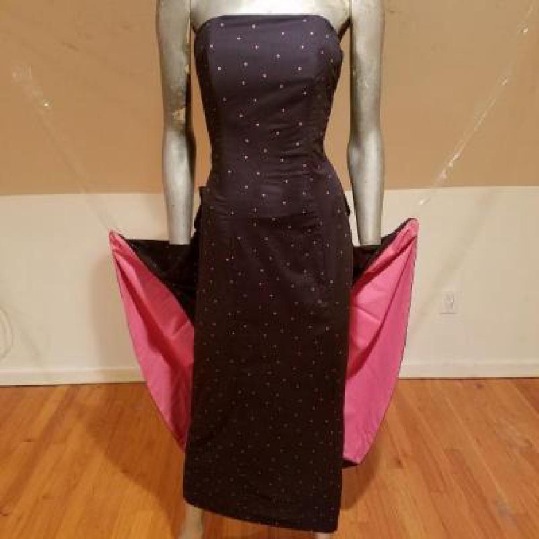 Vtg Laura Ashley strapless basque dress pink color (1 of 8)