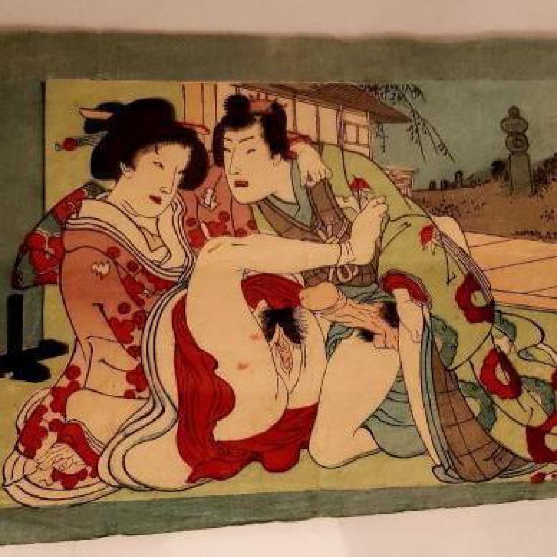 Antique Original Engawa 2 Japanese Shunga Erotic Print: Amazing Meiji Period(1868-1912) Shunga Erotic Print Original and in good condition for its age. Pleas note this is an original Antique 7"X4.5" Please note that the StartPrice is equal to the Reserve. 