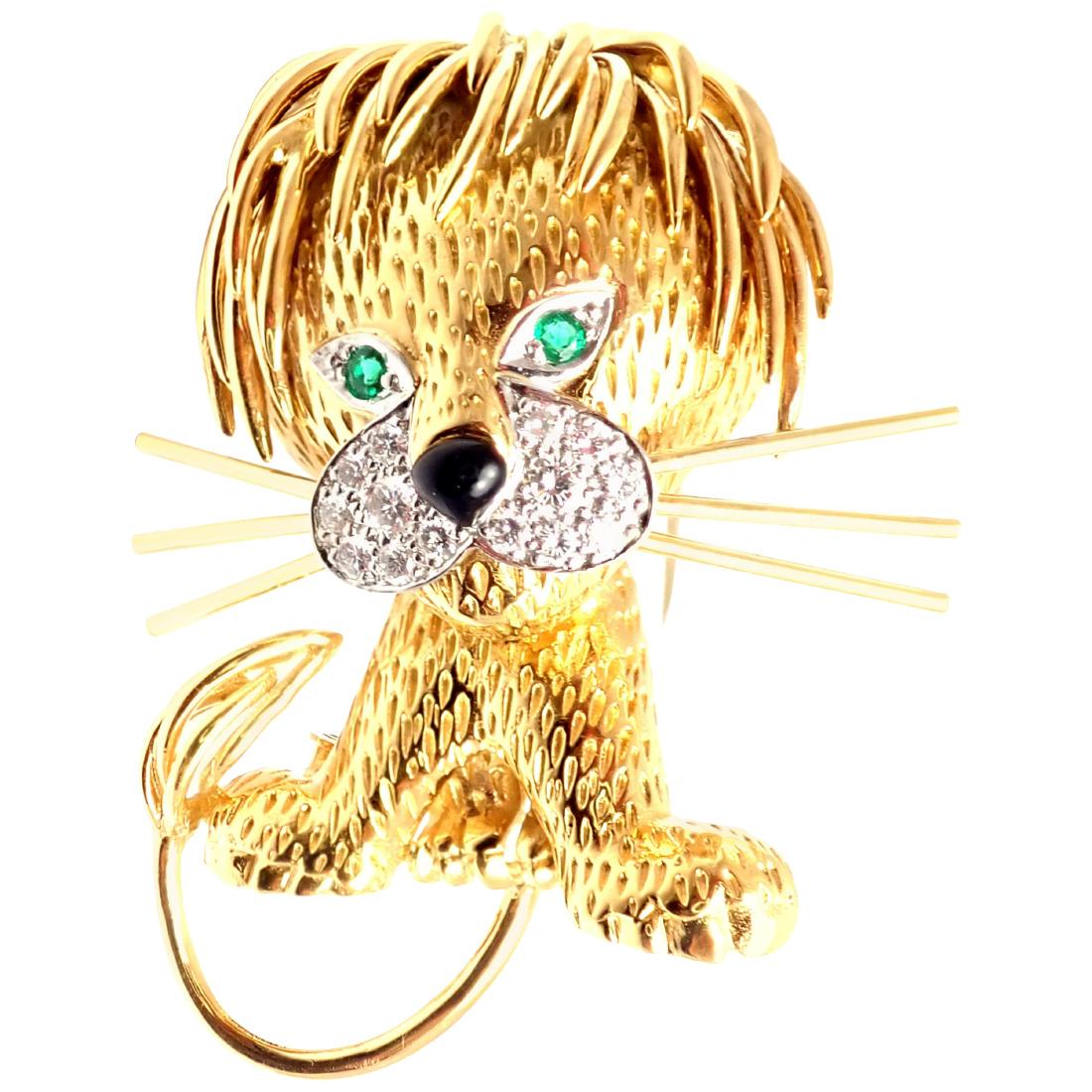 Van Cleef & Arpels Lion Ebouriffe Diamond Emerald Onyx (1 of 9)