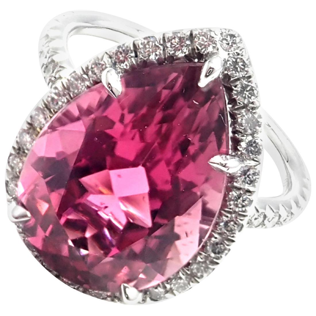 Tiffany & Co. Diamond Large Pink Tourmaline Platinum