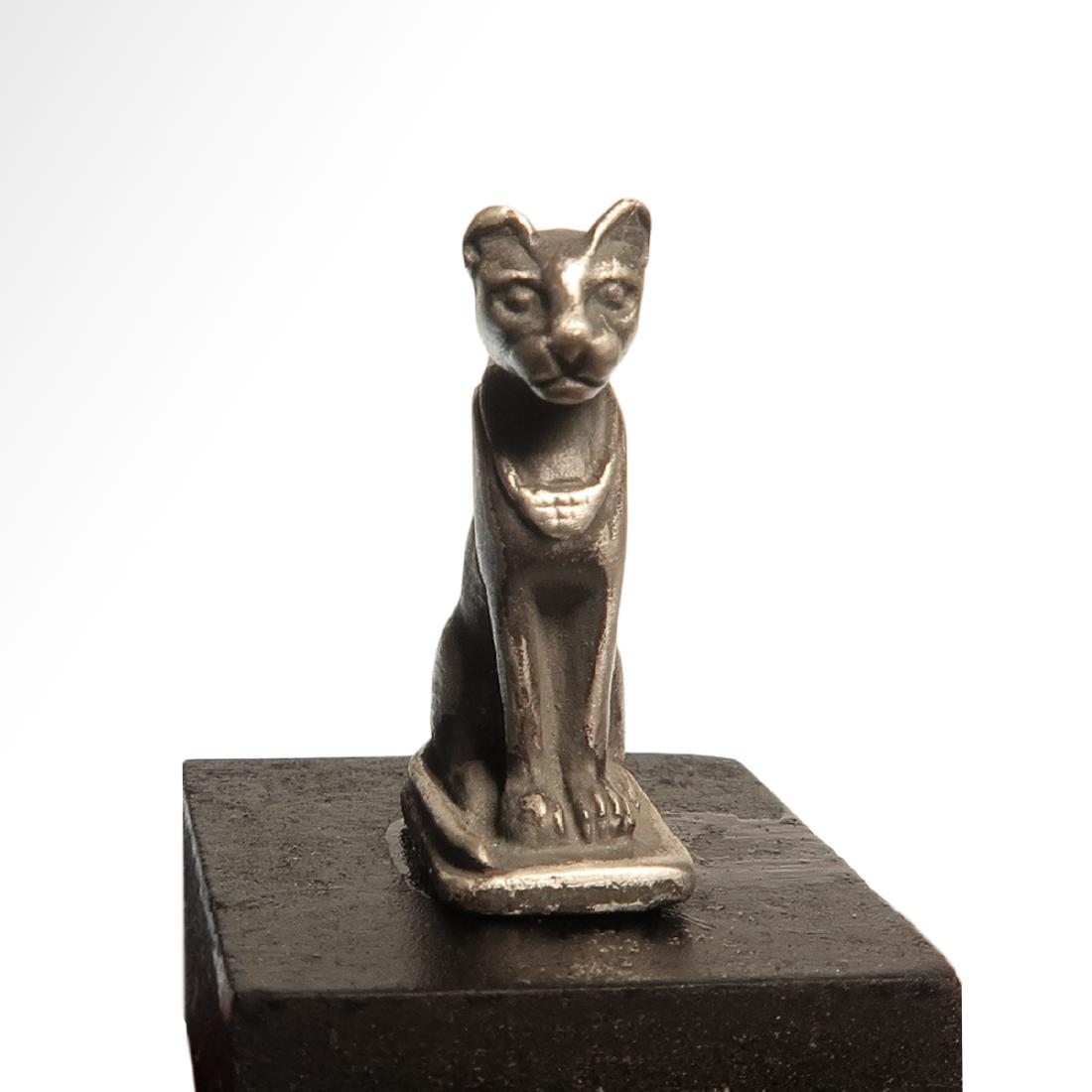 Egyptian Silver Cat Amulet. c. 300 B.C. (1 of 6)