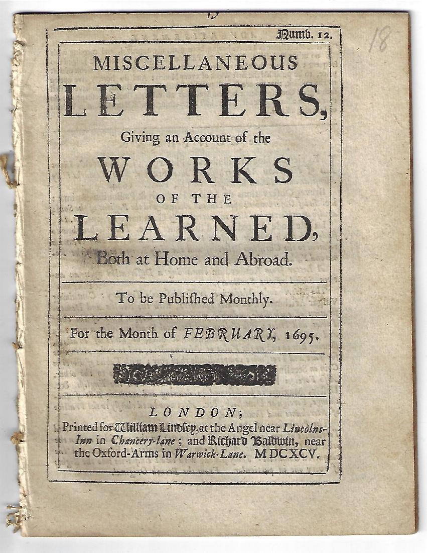 1695 English Periodical Miscellaneous Letters (1 of 2)