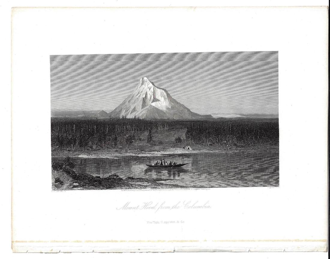 1874 Steel Engraving of Mount Hood from Columbia (1 of 1)