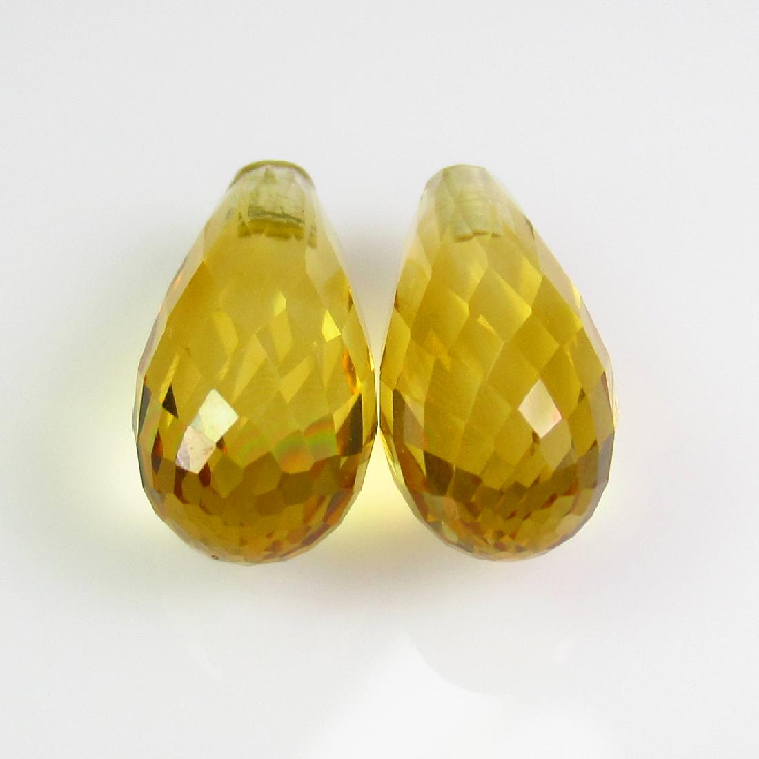 6.32 Ct Genuine Yellow Citrine Drilled Pear Drop Pair (1 of 2)