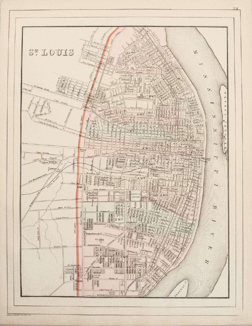1872 Bradley/Mitchell Map of St. Louis -- St. Louis: Title/Content of Map: 1872 Bradley/Mitchell Map of St. Louis -- St. Louis Date: 1872, Philadelphia Cartographer: Bradley/Mitchell Size: 14.2 X 10.7 in. This is a nice city map of Saint louis. Shown ar