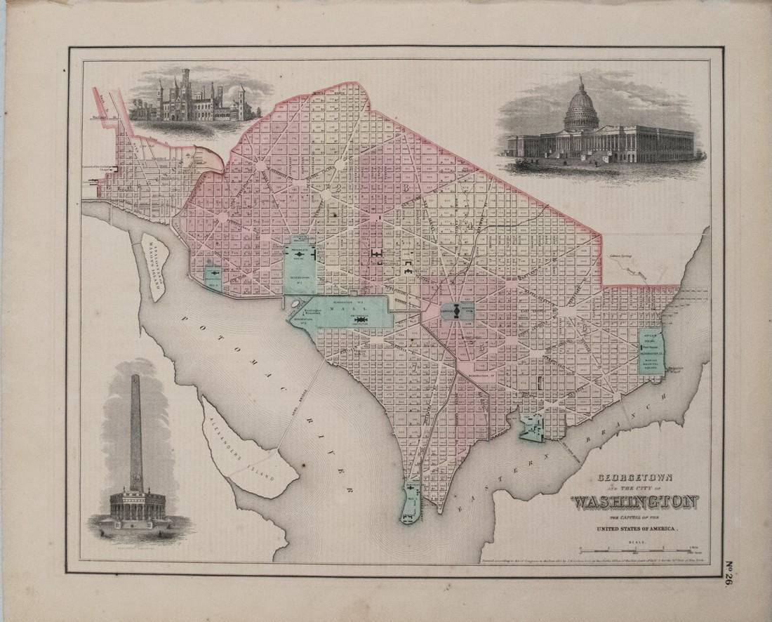 1855 Colton Map of Washington DC -- Georgetown and the (1 of 1)