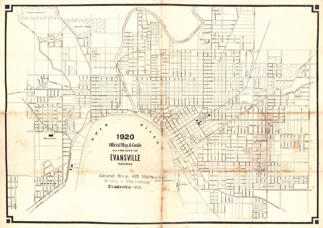 1920 Official Map & Guide to the City of Evansville (1 of 1)