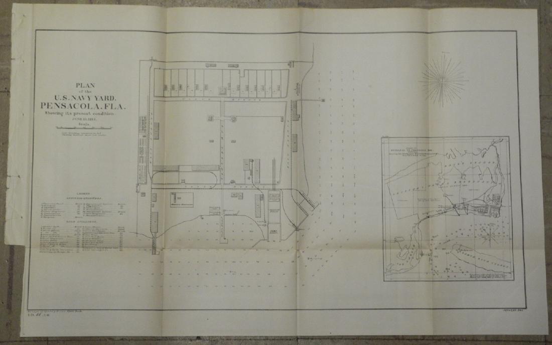 Plan of the U.S. Navy Yard. Pensacola. Fla. Showing its: Title: Plan of the U.S. Navy Yard. Pensacola. Fla. Showing its present condition. Publication Date: 1884 Cartographer: Mackay Publisher: Bureau of Yards and Docks, U.S. Navy Size: 10.2 X 18 June 10, 1