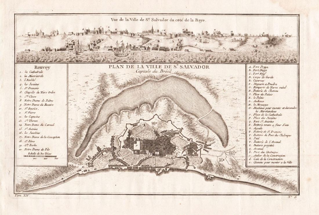 Bellin: Plan & View of Salvador da Bahia, Brazil (1 of 1)