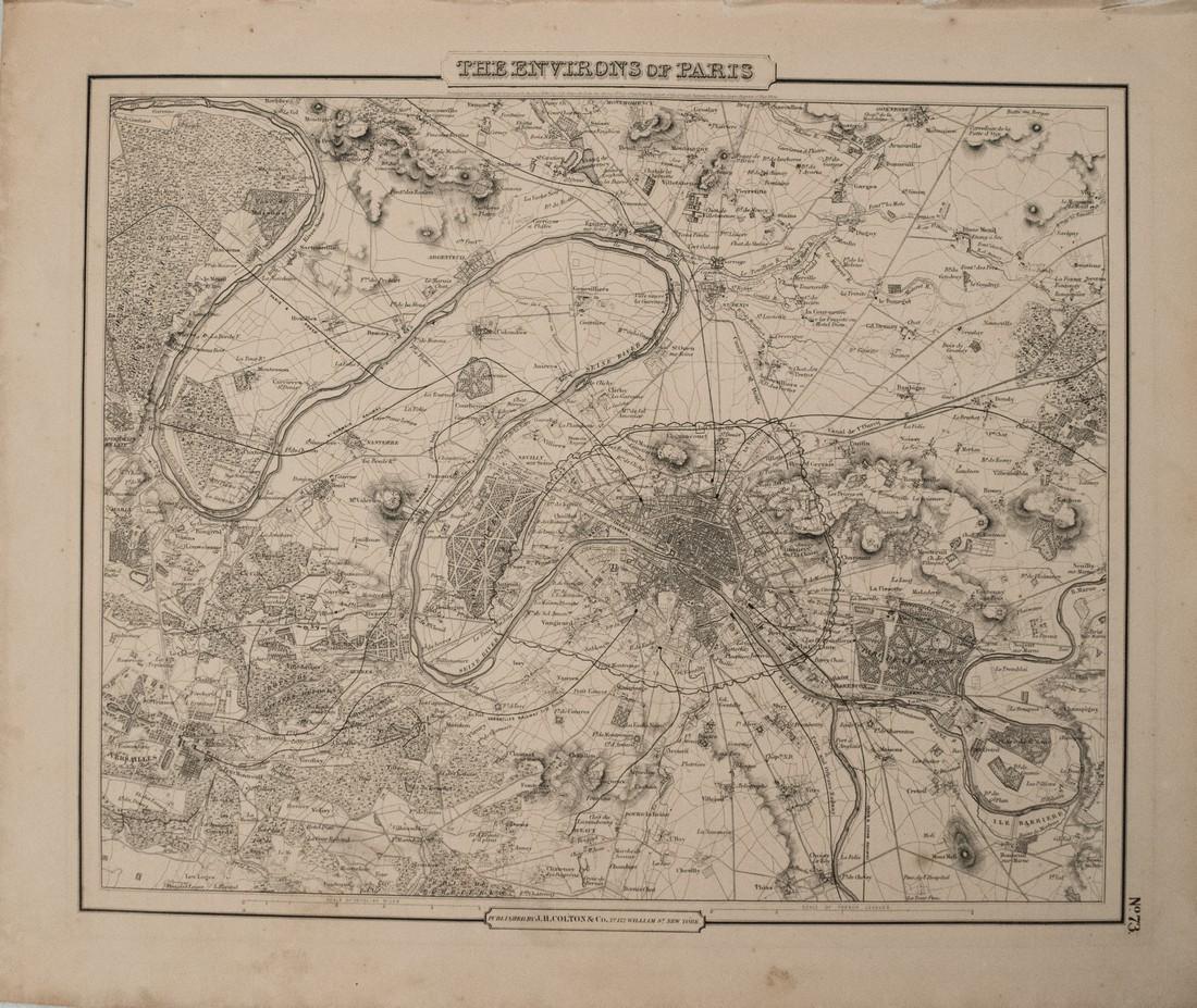 1855 Colton Map of Paris -- The Environs of Paris (1 of 1)