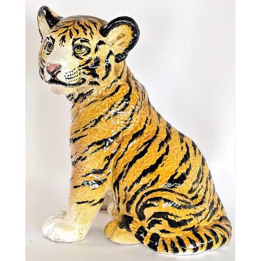1960s Italian Ceramic Tiger Cub Statue