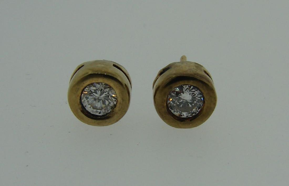 Chic ROUND DIAMOND YELLOW GOLD STUD EARRINGS STUDS (1 of 8)