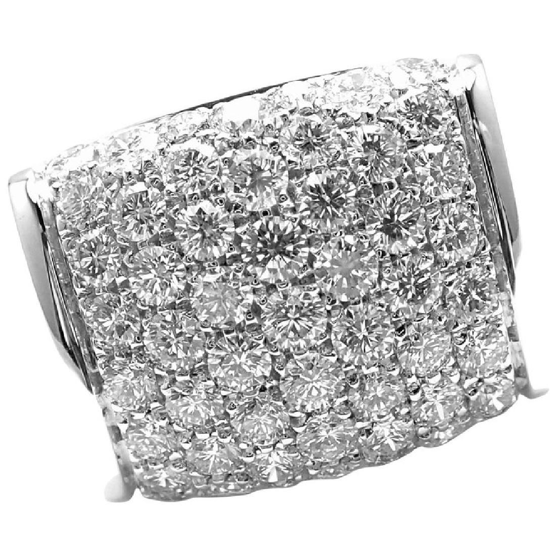 Bulgari Diamond White Gold Ring: 18k White Gold Diamond Ring by Bulgari. With 56 round brilliant cut diamonds VS1 clarity, G color total weight approx. 3.5ct Details: Ring Size: 6.5 Weight: 13.4 grams Width: 16mm Stamped Hallmarks: B