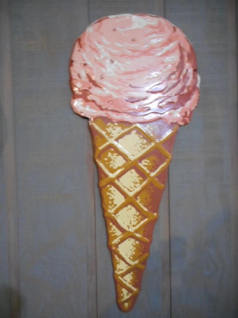 Original Antique Ice Cream Cone Tin Sign Dairy Milk Die