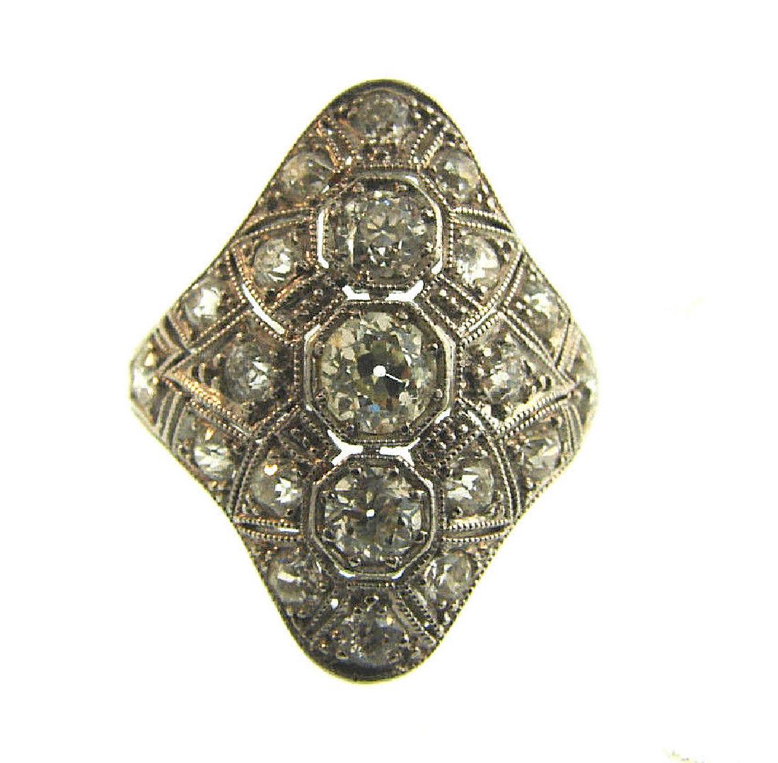 Art Deco Platinum & Diamond Cocktail Ring Three Large (1 of 3)