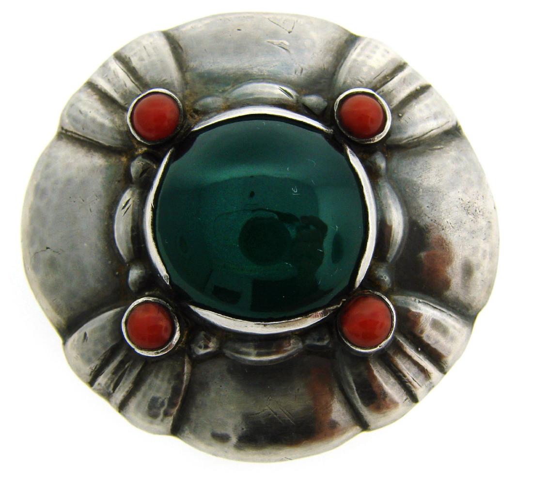 Vintage GEORG JENSEN Chrysoprase Coral Sterling Silver (1 of 6)